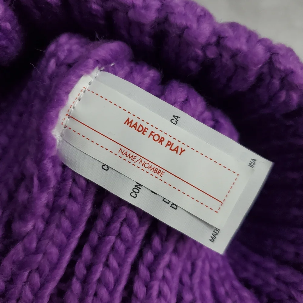 Cat & Jack Purple Pom Pom Beanie One Size
